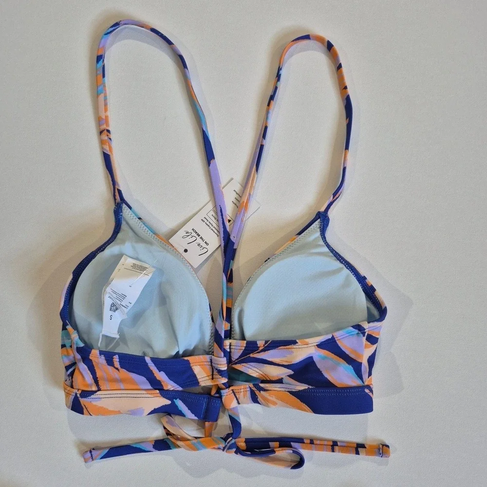 Cupshe Womens Tropical‎ Leaf Print Bikini Set Navy Orange Size S New With Tags